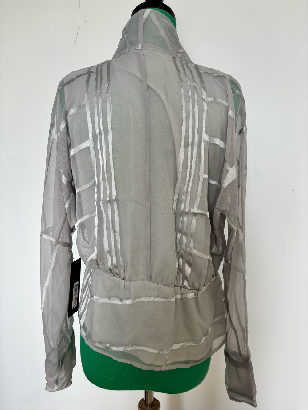Donna Karan Light Gray Sheer Patterned Women's Jacket